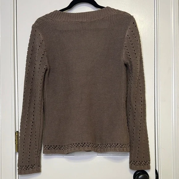 Hillard & Hanson Vintage Brown V-Neck Cardigan Sweater Cable Knit - Picture 7 of 7